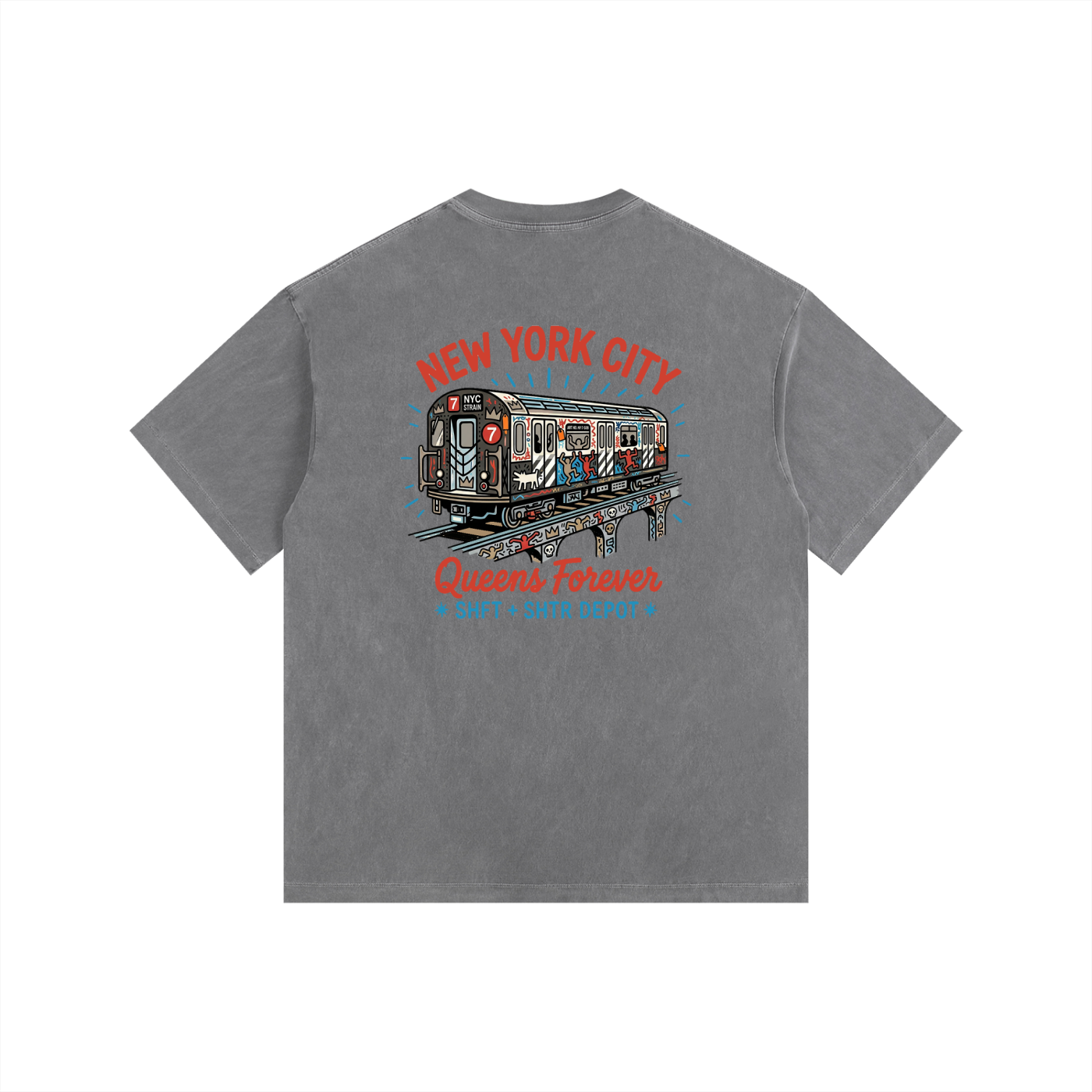 Lucky 7 Vintage Washed Oversized Cotton T-Shirt
