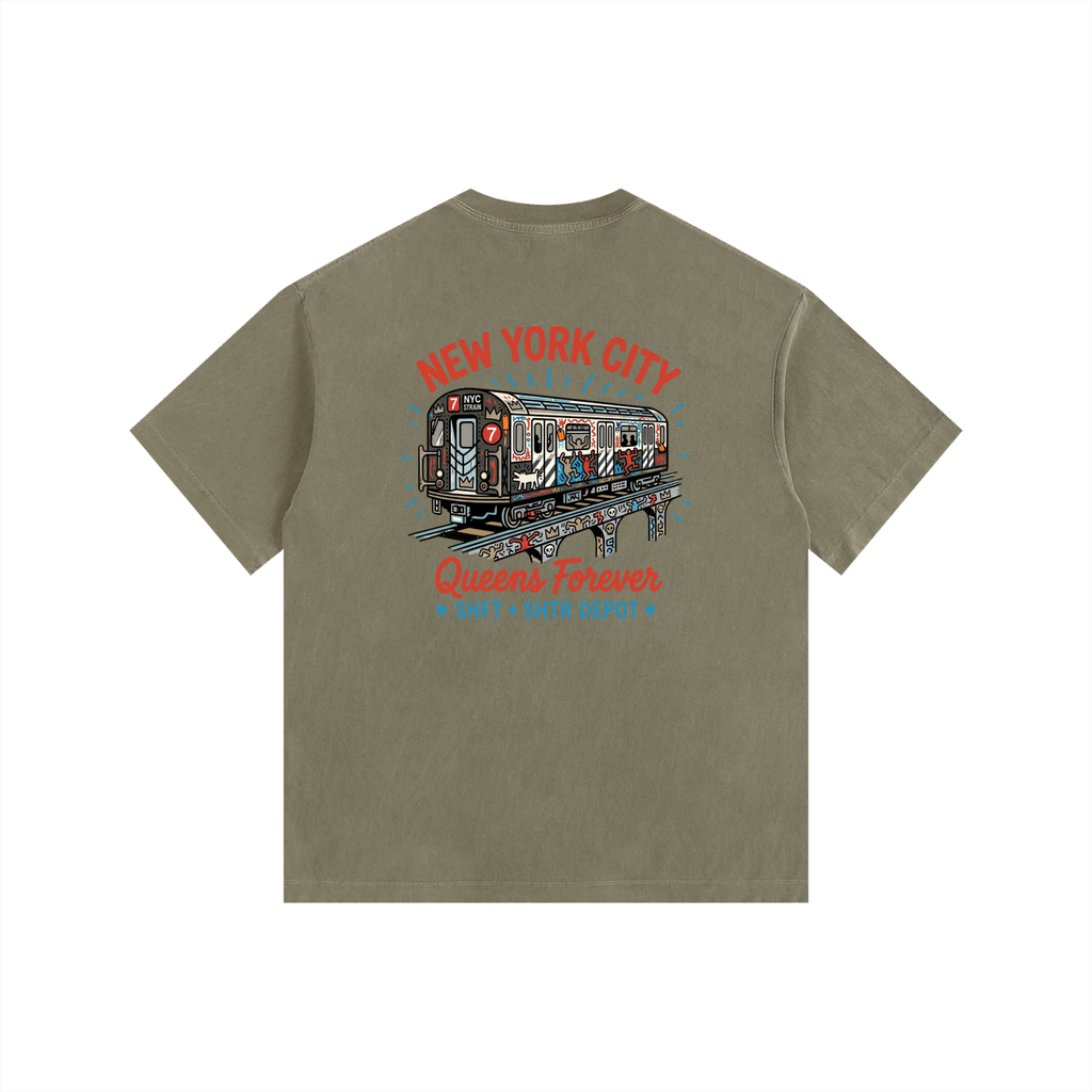 Lucky 7 Vintage Washed Oversized Cotton T-Shirt