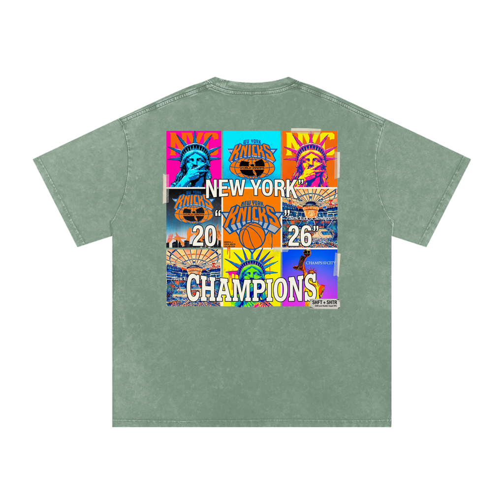 Championship Pop Art Snow Washed Oversized Cotton T-Shirt