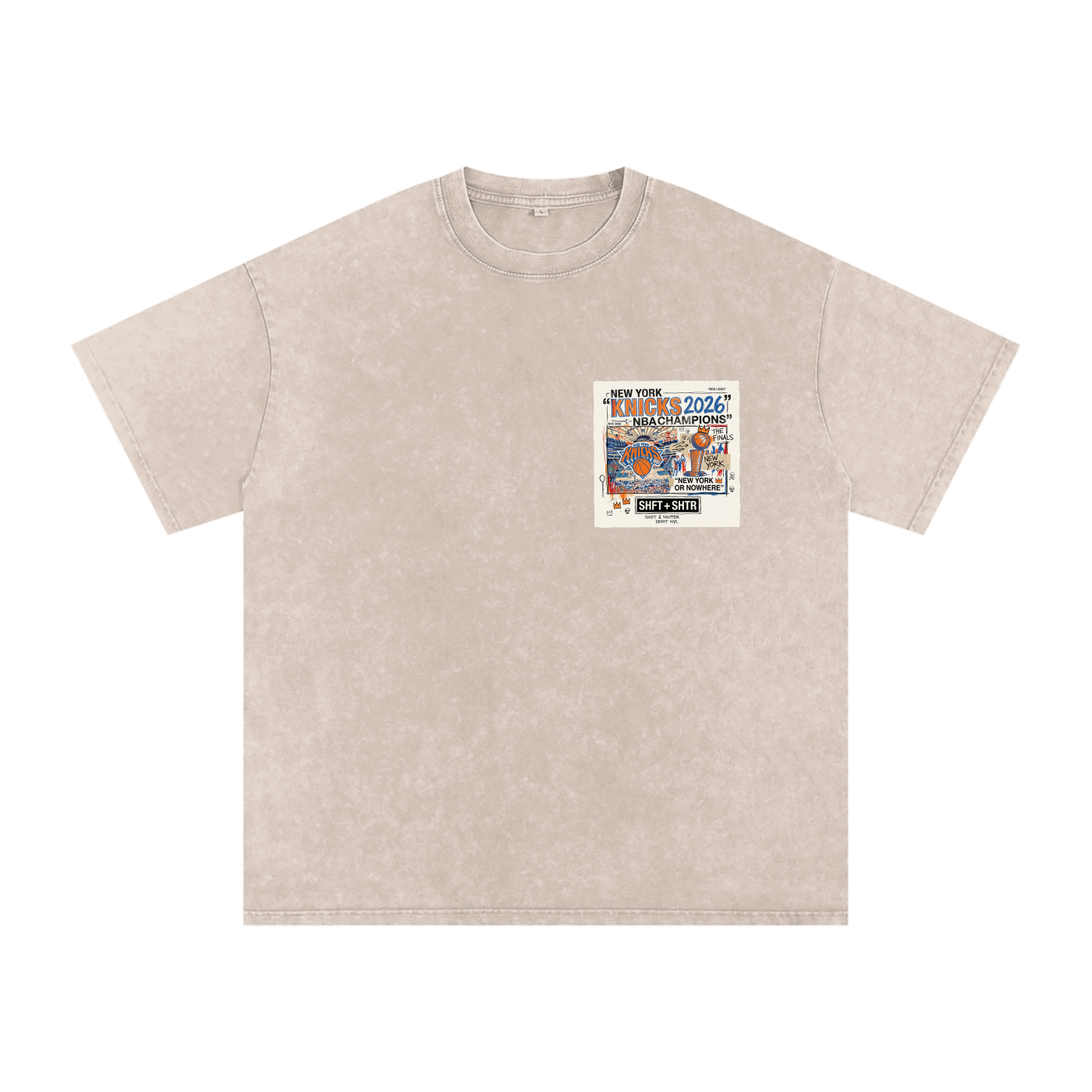 Orange and Blue Skies Snow Washed Oversized Cotton T-Shirt