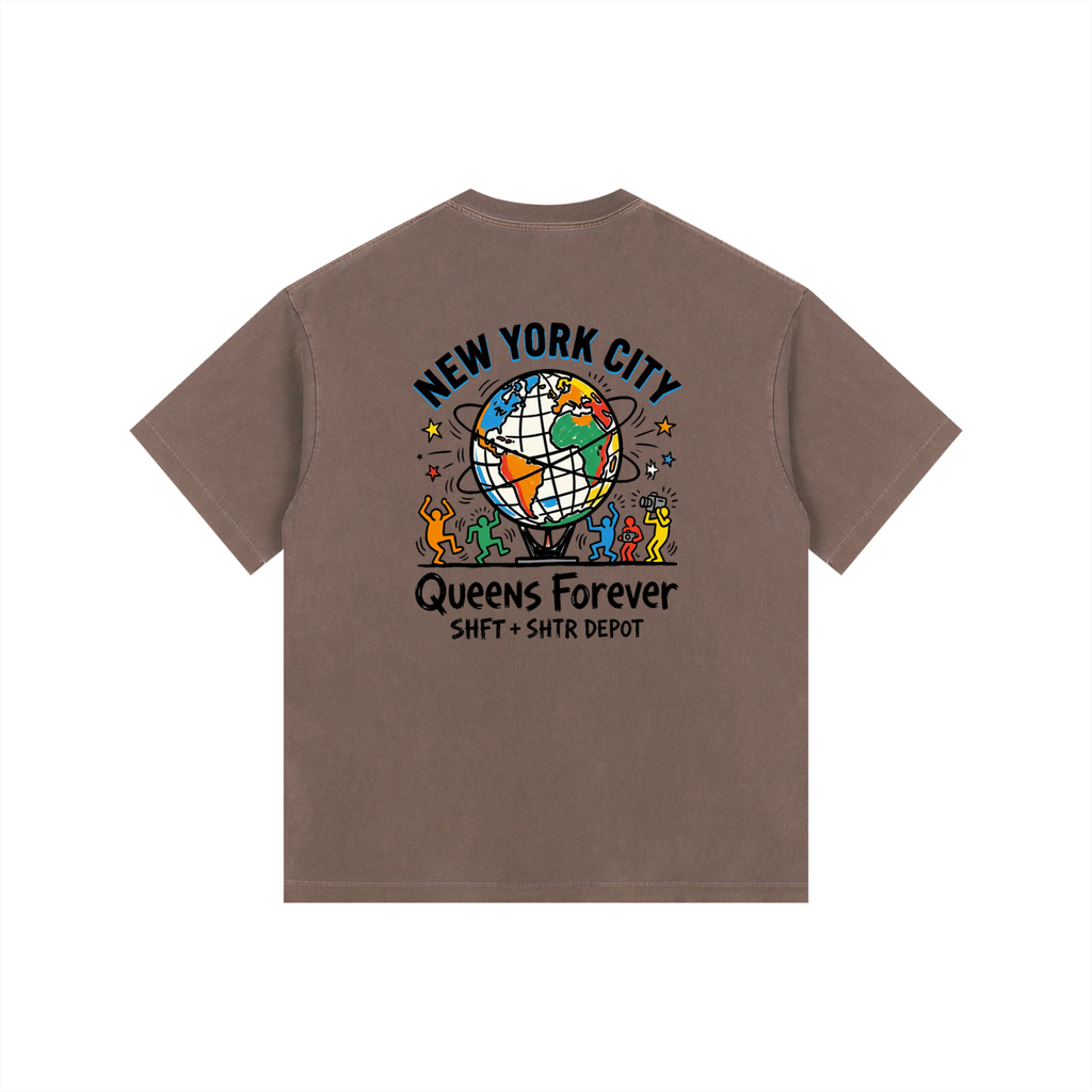 Haring's Unisphere Vintage Washed Oversized Cotton T-Shirt