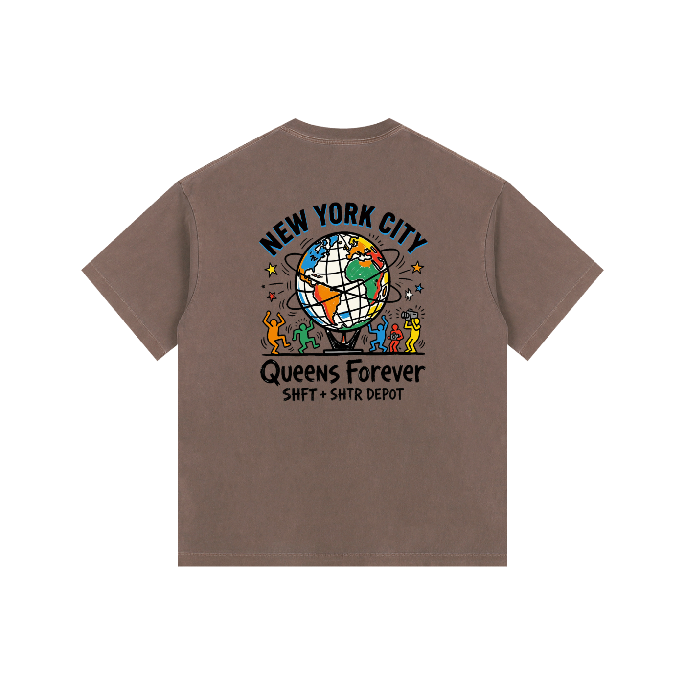 Haring's Unisphere Vintage Washed Oversized Cotton T-Shirt