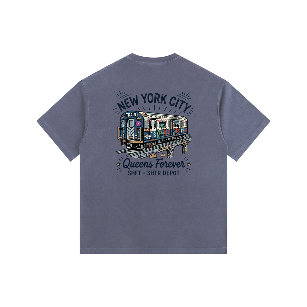 Queensbound Vintage Washed Oversized Cotton T-Shirt