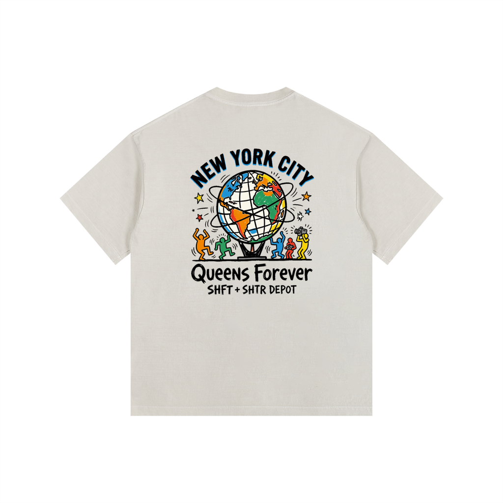 Haring's Unisphere Vintage Washed Oversized Cotton T-Shirt