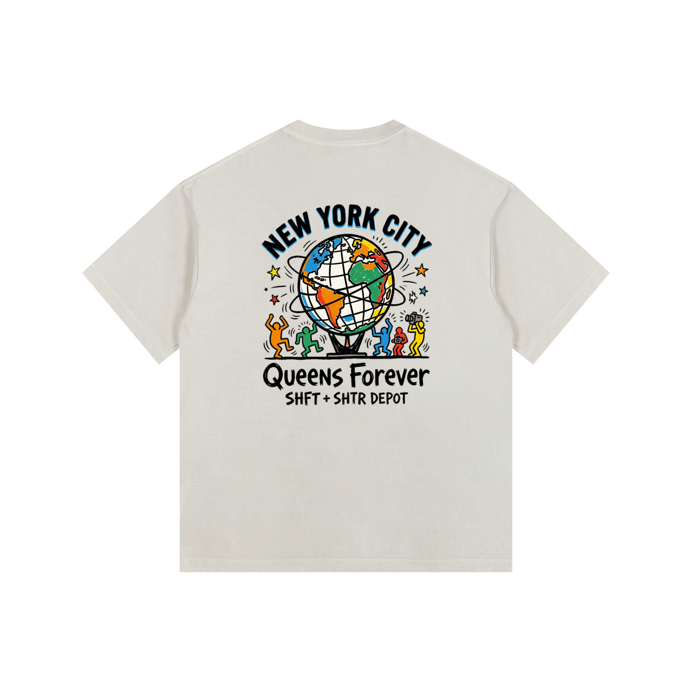 Haring's Unisphere Vintage Washed Oversized Cotton T-Shirt