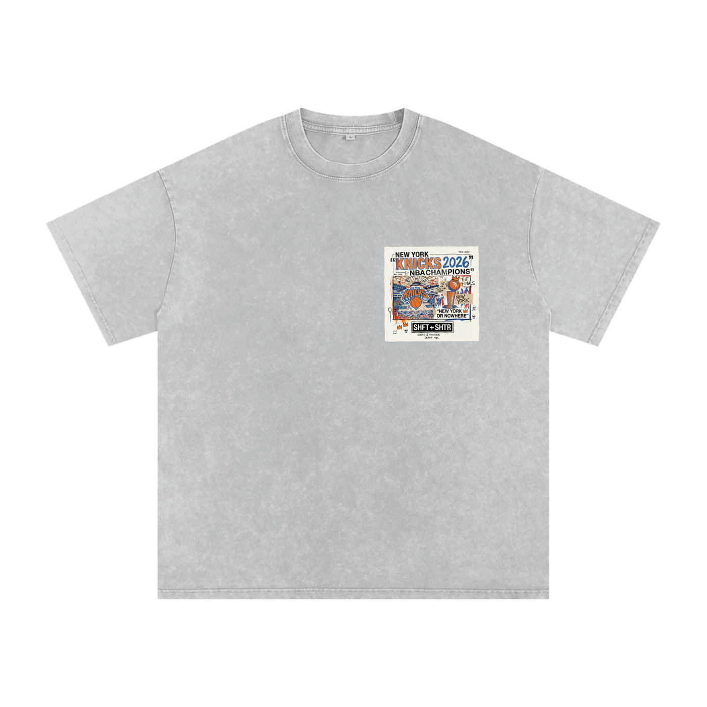 Orange and Blue Skies Snow Washed Oversized Cotton T-Shirt