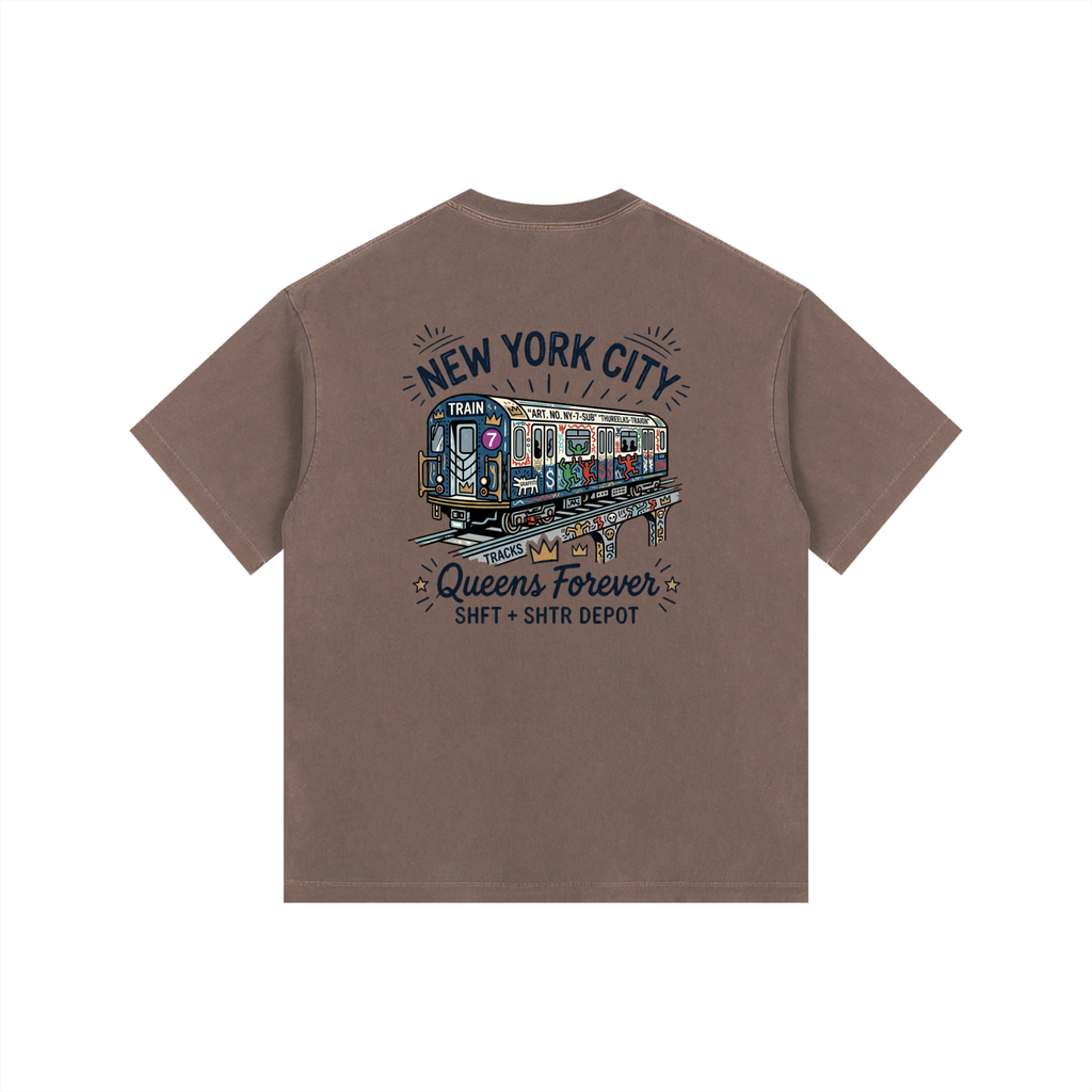 Queensbound Vintage Washed Oversized Cotton T-Shirt