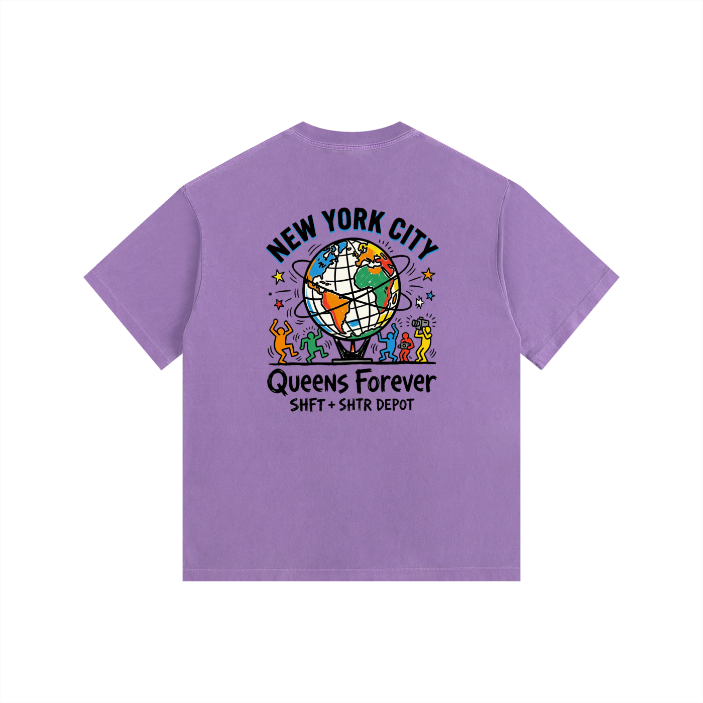 Haring's Unisphere Vintage Washed Oversized Cotton T-Shirt