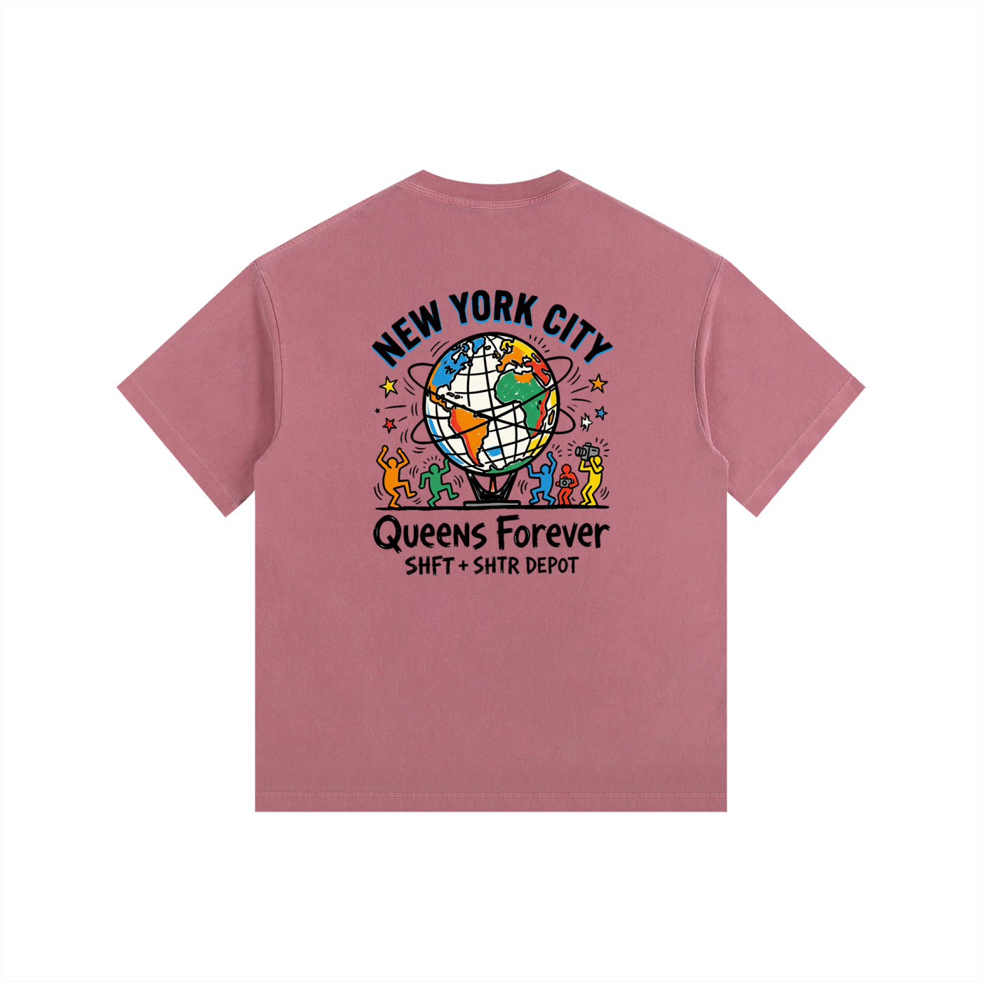Haring's Unisphere Vintage Washed Oversized Cotton T-Shirt