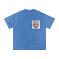 Orange and Blue Skies Snow Washed Oversized Cotton T-Shirt