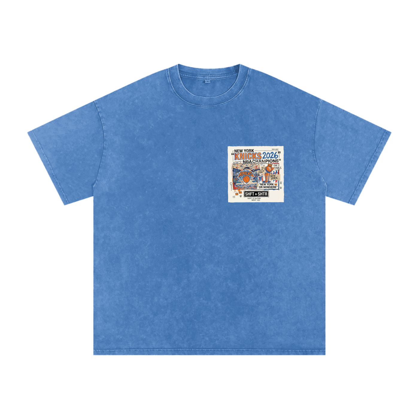 Orange and Blue Skies Snow Washed Oversized Cotton T-Shirt