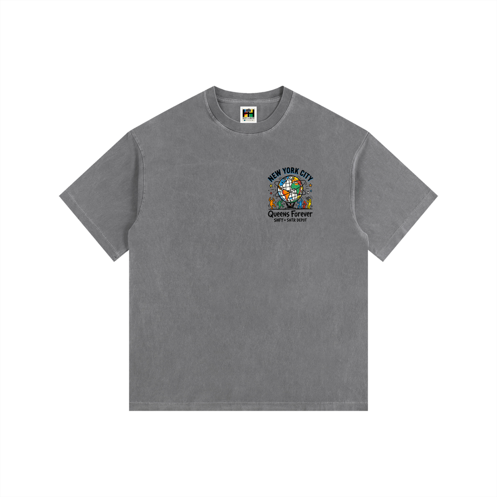 Haring's Unisphere Vintage Washed Oversized Cotton T-Shirt