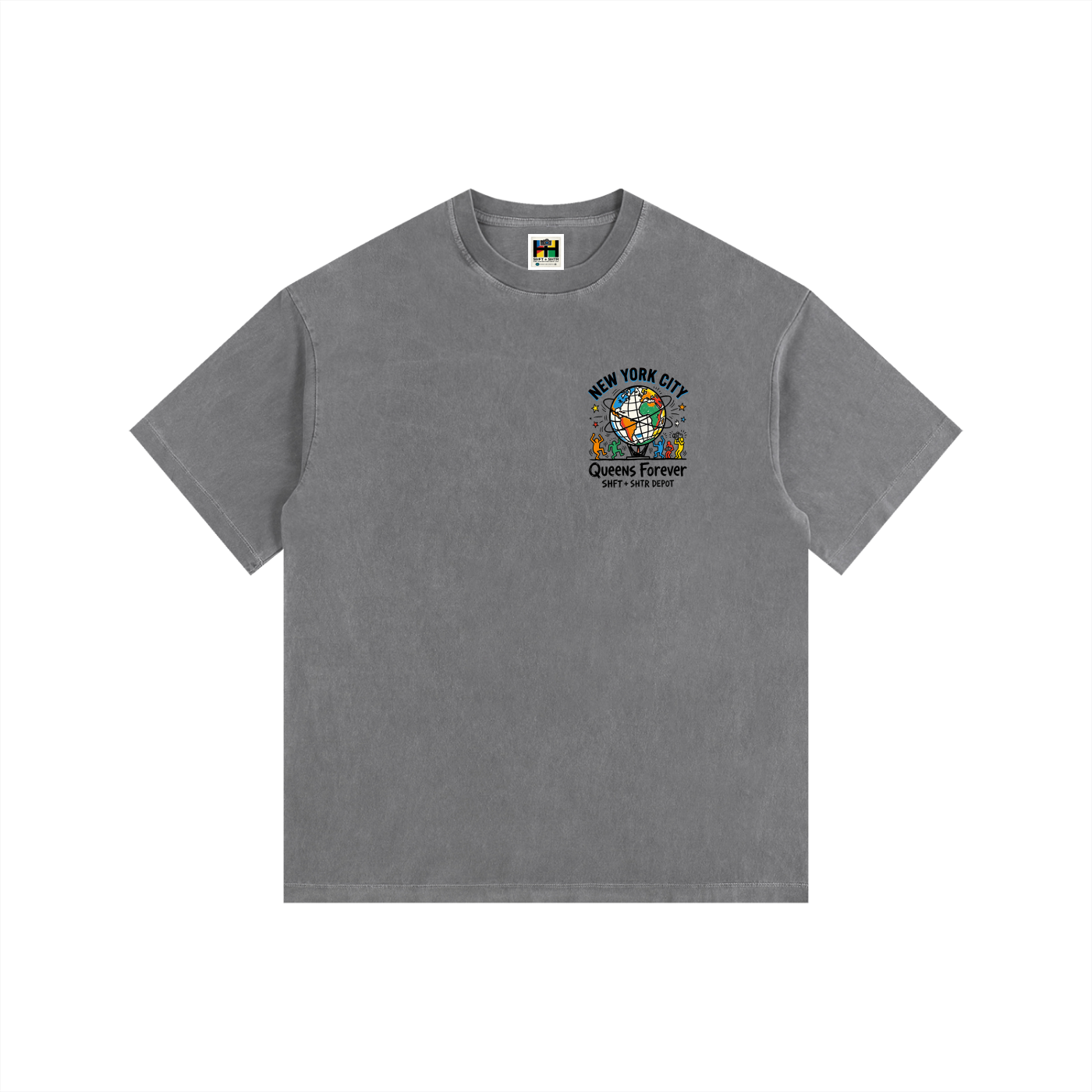 Haring's Unisphere Vintage Washed Oversized Cotton T-Shirt