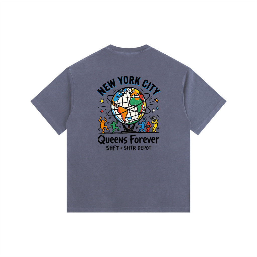 Haring's Unisphere Vintage Washed Oversized Cotton T-Shirt