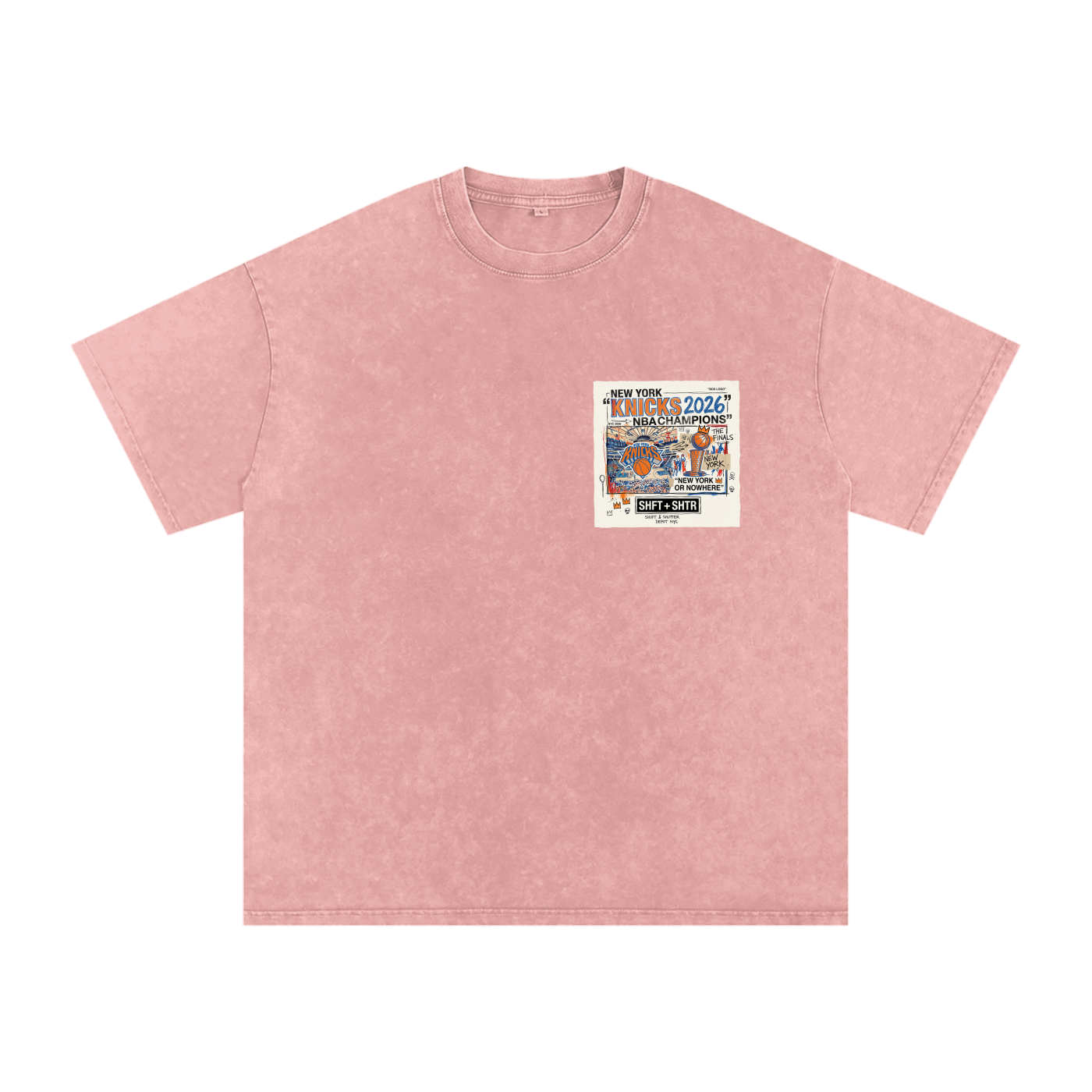 Orange and Blue Skies Snow Washed Oversized Cotton T-Shirt
