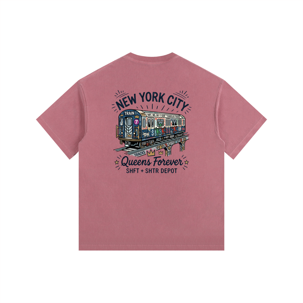Queensbound Vintage Washed Oversized Cotton T-Shirt