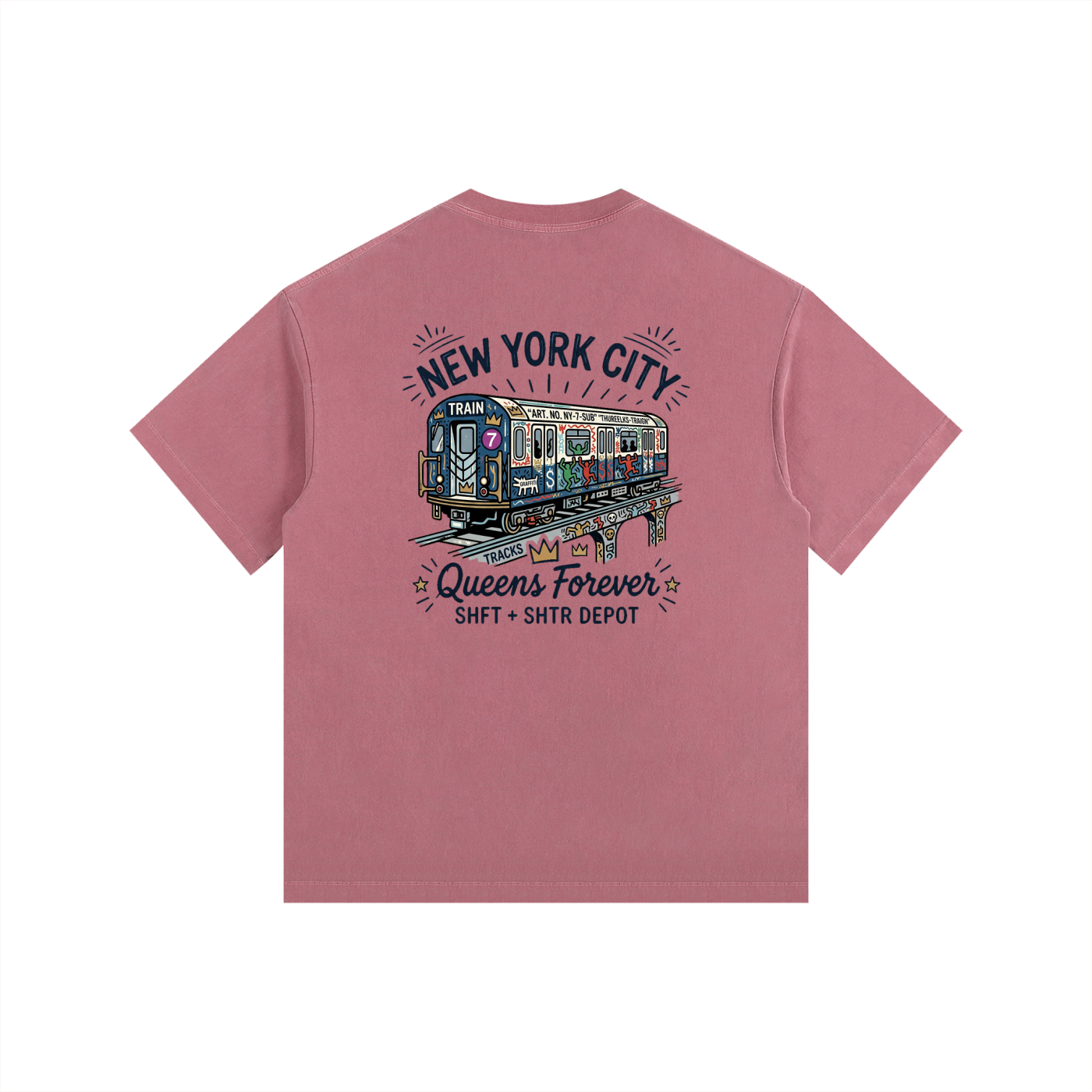 Queensbound Vintage Washed Oversized Cotton T-Shirt