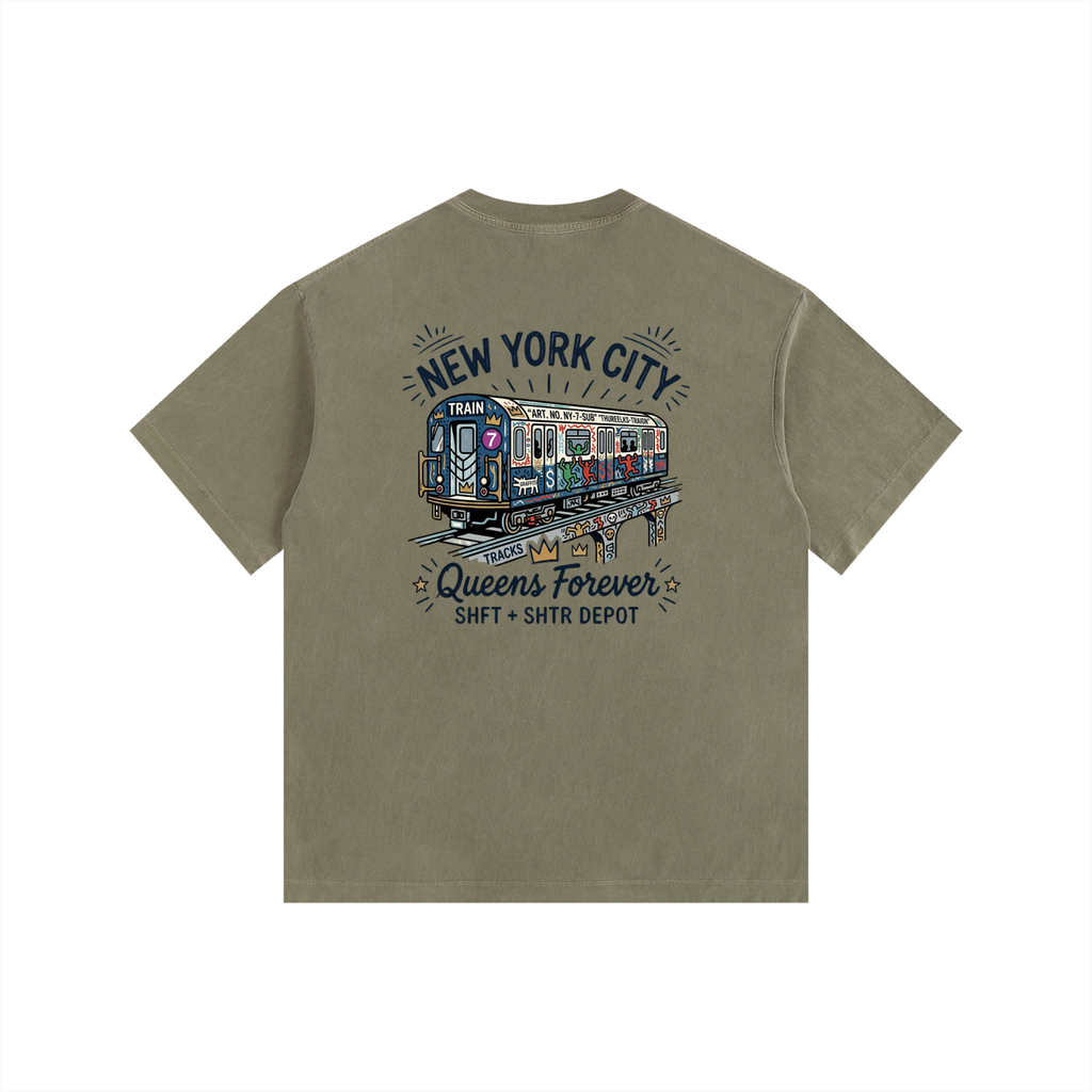 Queensbound Vintage Washed Oversized Cotton T-Shirt