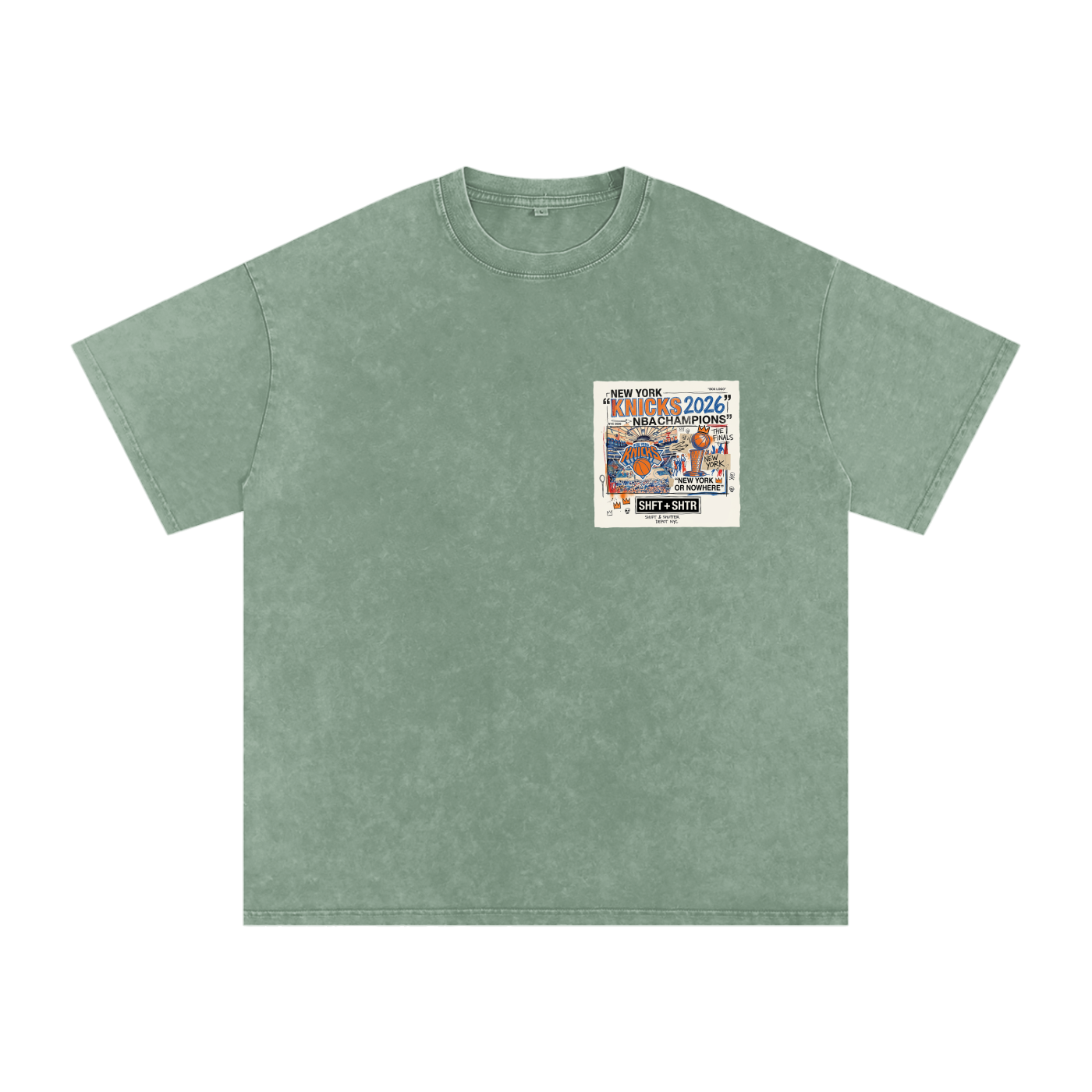 Orange and Blue Skies Snow Washed Oversized Cotton T-Shirt