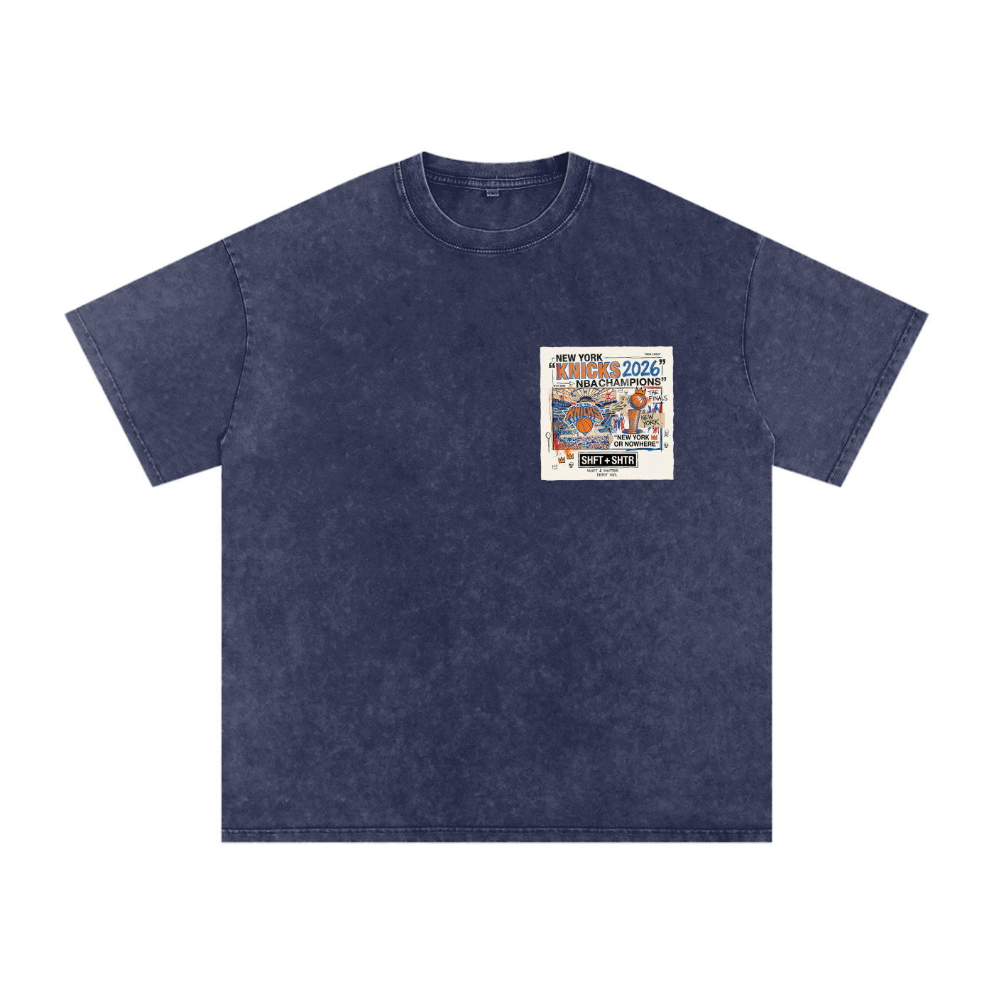 Orange and Blue Skies Snow Washed Oversized Cotton T-Shirt