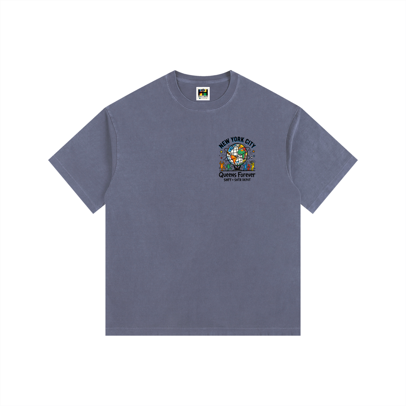 Haring's Unisphere Vintage Washed Oversized Cotton T-Shirt