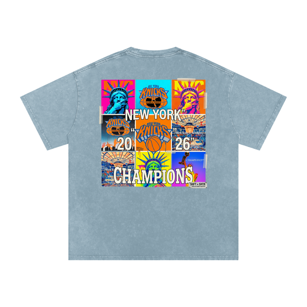 Championship Pop Art Snow Washed Oversized Cotton T-Shirt