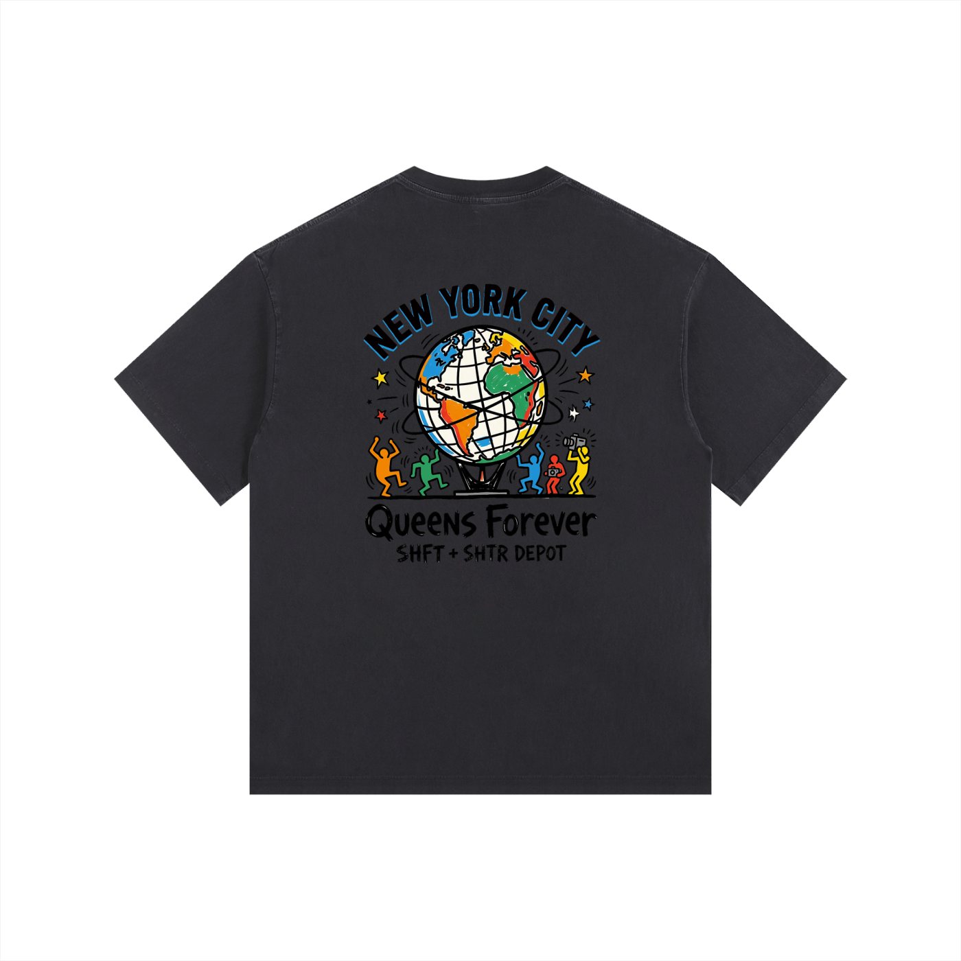 Haring's Unisphere Vintage Washed Oversized Cotton T-Shirt