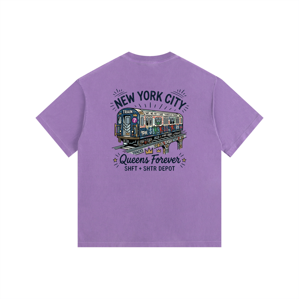 Queensbound Vintage Washed Oversized Cotton T-Shirt