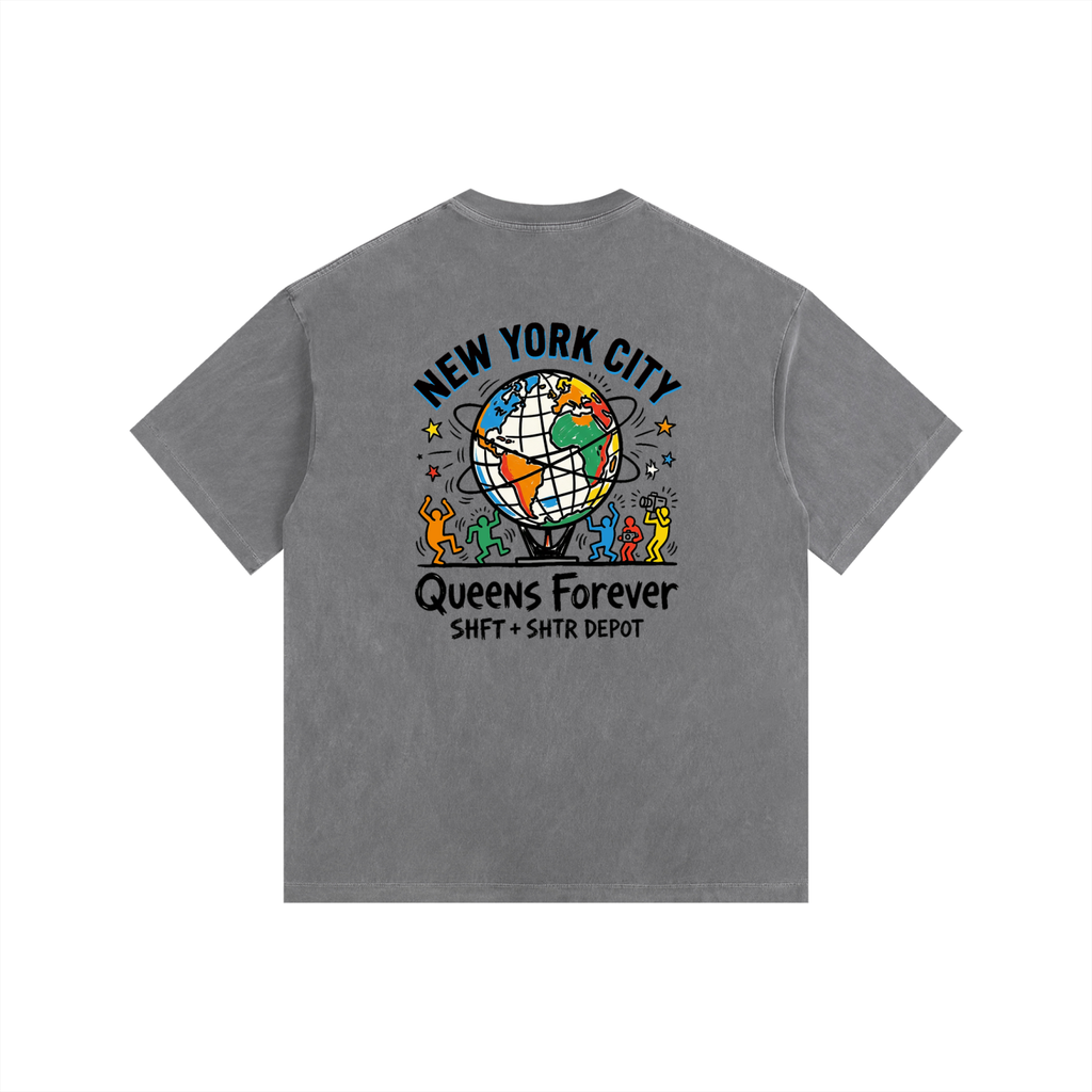 Haring's Unisphere Vintage Washed Oversized Cotton T-Shirt
