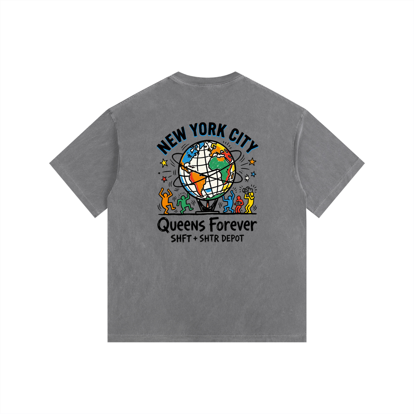 Haring's Unisphere Vintage Washed Oversized Cotton T-Shirt