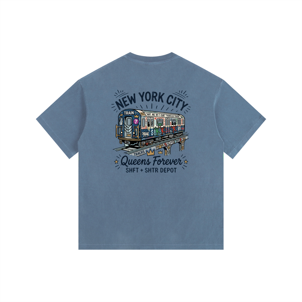 Queensbound Vintage Washed Oversized Cotton T-Shirt