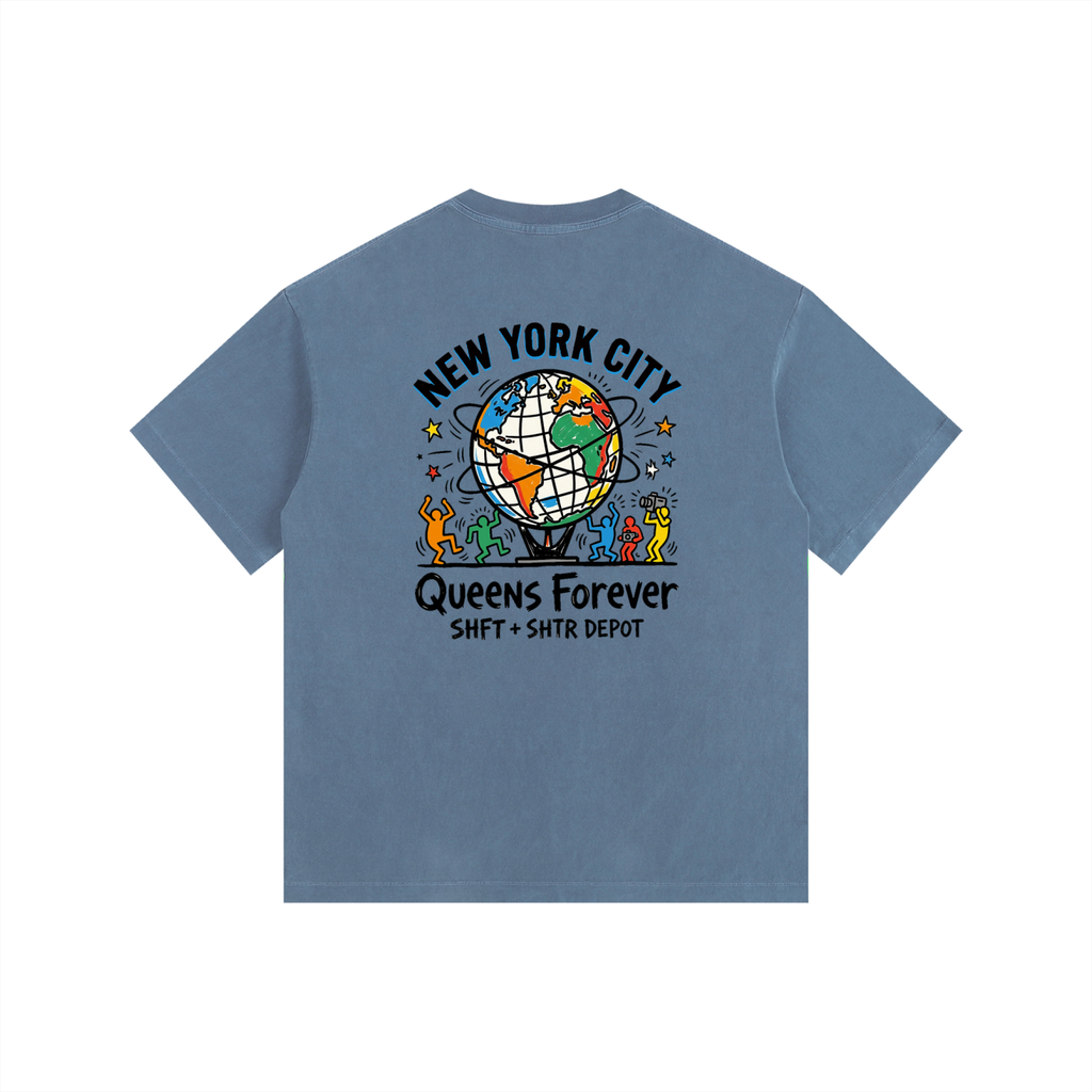 Haring's Unisphere Vintage Washed Oversized Cotton T-Shirt