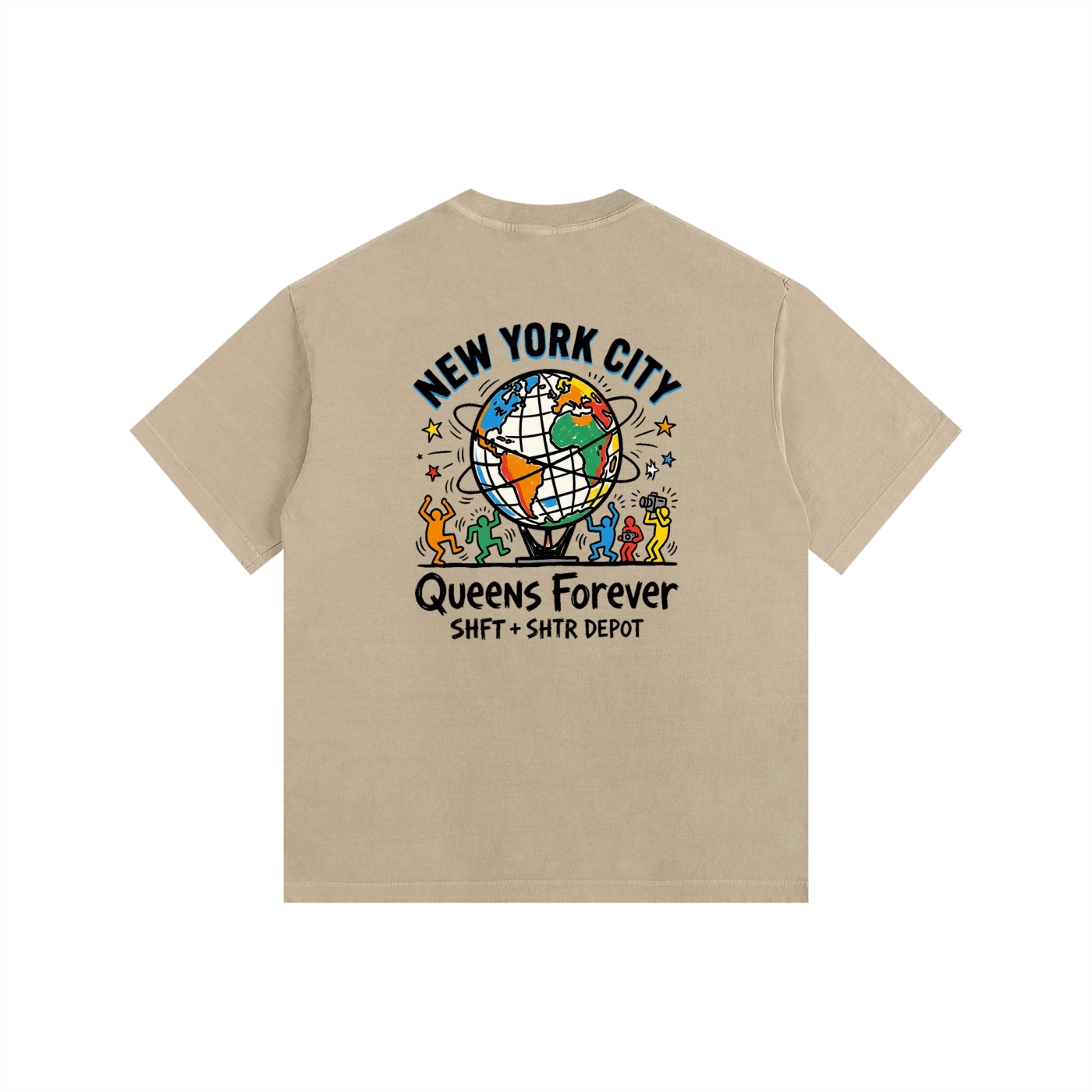 Haring's Unisphere Vintage Washed Oversized Cotton T-Shirt