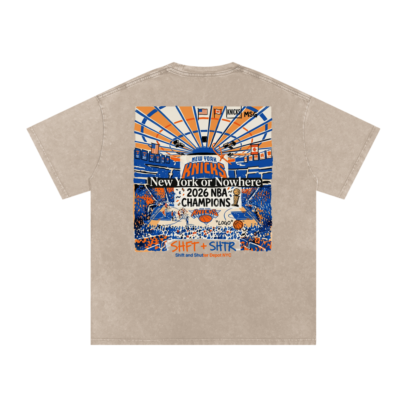 Bloom in the Garden Snow Washed Oversized Cotton T-Shirt