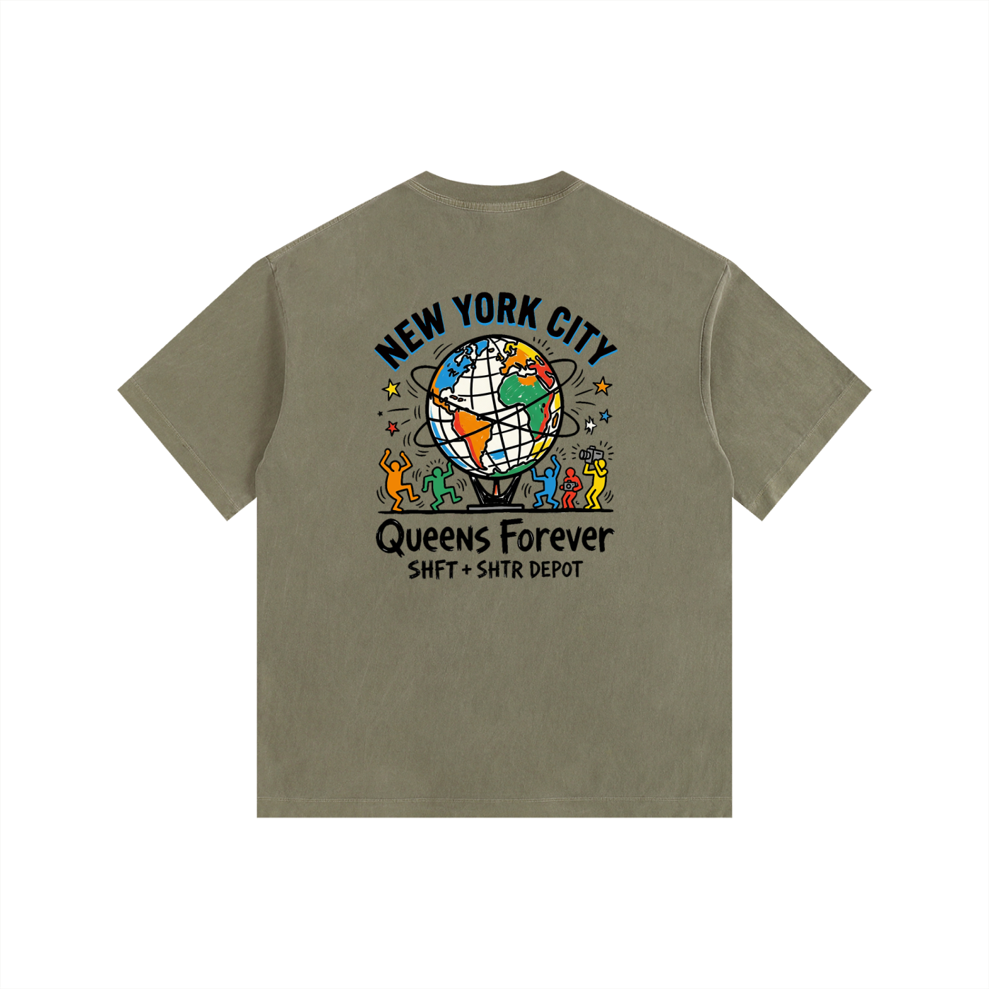 Haring's Unisphere Vintage Washed Oversized Cotton T-Shirt