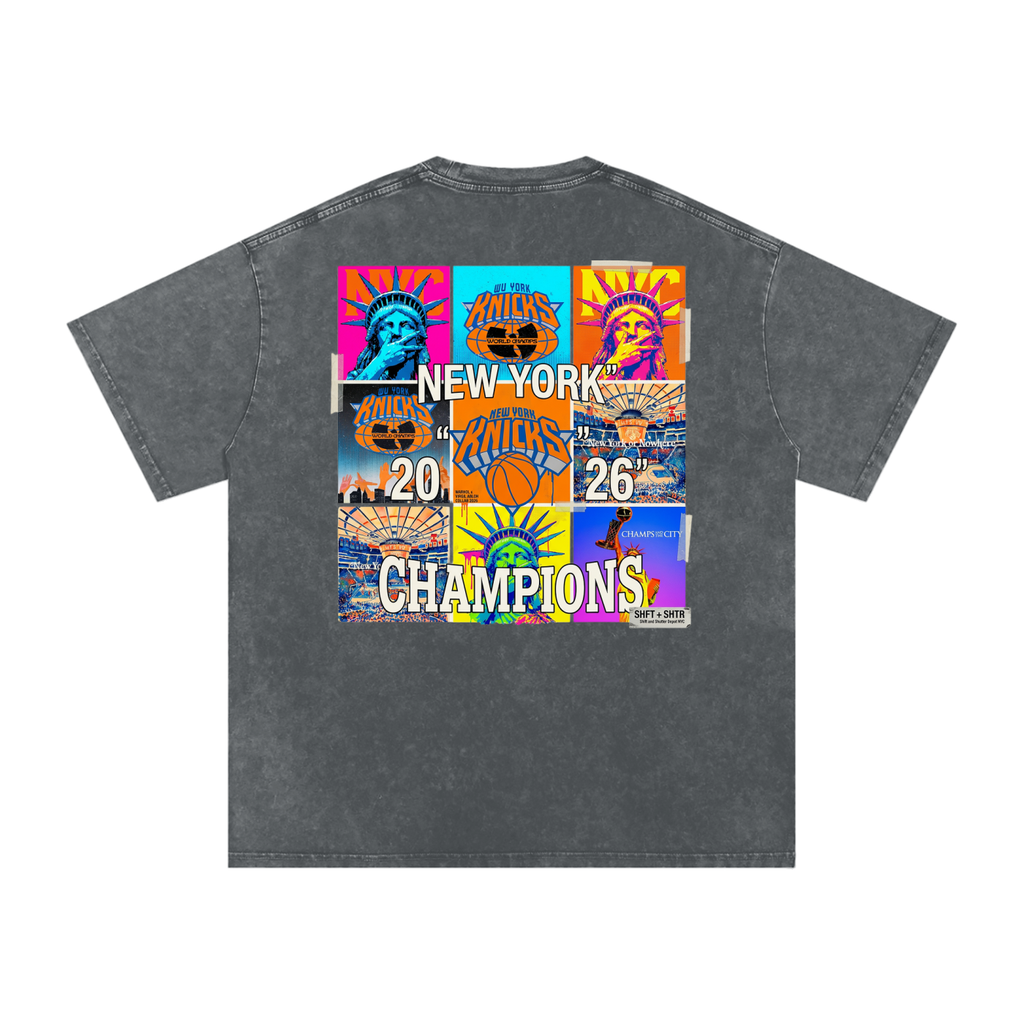Championship Pop Art Snow Washed Oversized Cotton T-Shirt